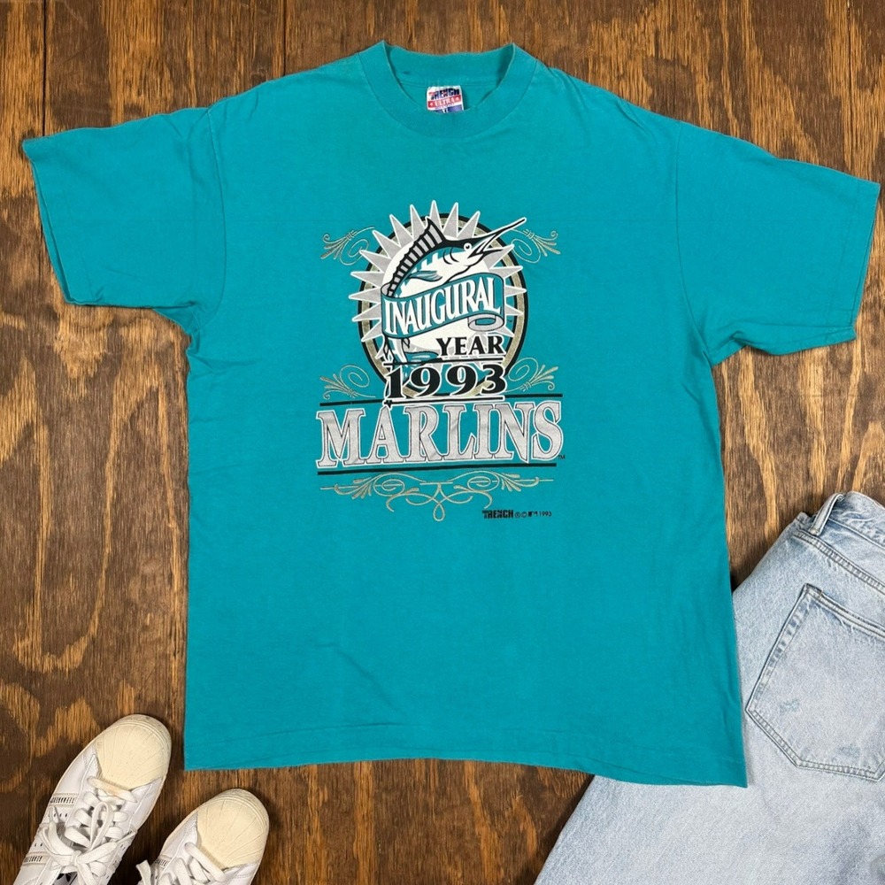Vintage 1993 Florida Marlins MLB Inaugural Tee XL Trench USA Single Stitch